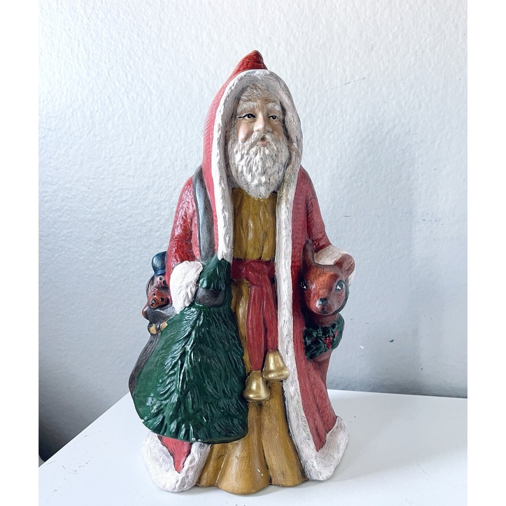 Santa Claus Black Old World Christmas‎ Figurine Statue Hobbyist Art Piece Vtg 9"